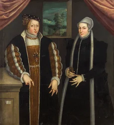 Double-portrait de Marie de Brandebourg-Kulmbach et Christina de Danemark, vers 1580