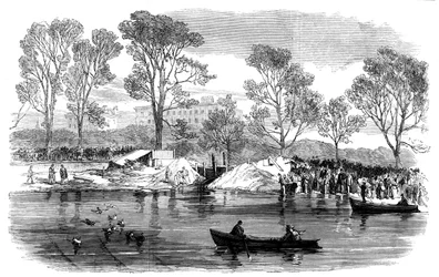 Assèchement de la rivière Serpentine, Hyde Park, Londres, 1869