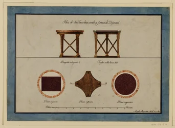 Dessin, Design pour deux petites tables de petit-déjeuner, début du 19ème siècle