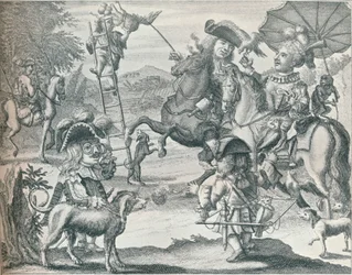 Satire hollandaise sur la fauconnerie, vers 1716