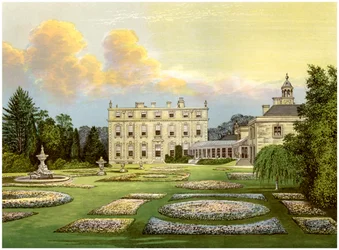 Maison Dytchley, Oxfordshire, résidence de Viscount Dillon, vers 1880