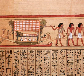 Papyrus égyptien représentant le transport de la momie à la nécropole, 13ème siècle av. J.-C.