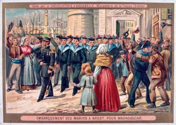Embarquement des marines à Brest pour Madagascar, 1883