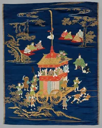 Fukusa brodé, fin des années 1800-début des années 1900