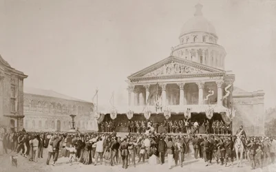 Enrôlement de volontaires dans la Garde nationale, place du Panthéon, Paris, 1870-1871