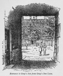 Entrée de Grays Inn depuis Grays Inn Lane, vers 1918