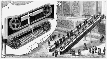 Escalier mécanique à la gare de la Pennsylvania Railroad Company, Cortland Street, New York, 1893