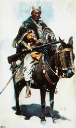 Guerre Éthiopienne : portrait de Ménélik II (1844-1913), empereur (negus) d