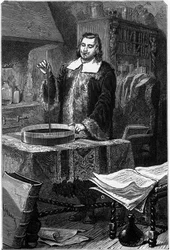 Evangelista Torricelli, physicien italien, inventant le baromètre à mercure, 1643