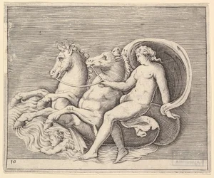 Femme nue avec deux hippocampes, publié vers 1599-1622