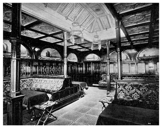 Salle de fumeurs de première classe à bord du paquebot SS India de la P&O