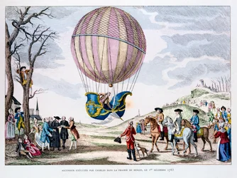Premier vol habité en ballon à hydrogène, France, 1er décembre 1783