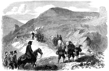 Florence Nightingale visitant les hôpitaux de huttes à Balaklava, 1855