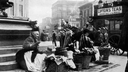 Vendeurs de fleurs à Piccadilly Circus, Londres, 1901