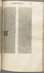 Fol. 184r, Esdras II, initiale historiée E, un prêtre encensant un autel, vers 1275-1300