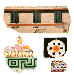 Fragments de décoration de Délos, Grèce, 1928