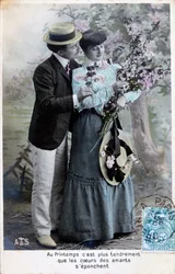 Carte postale romantique française, vers 1900