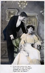 Carte postale romantique française, vers 1900