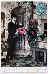 Carte postale romantique française, vers 1900