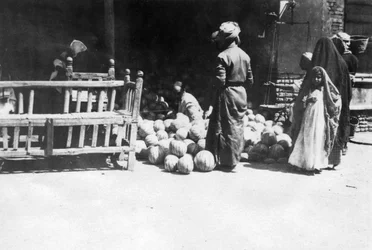 Étal de fruits, Bagdad, Mésopotamie, Première Guerre mondiale, 1918