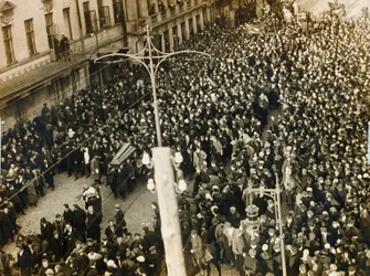 Procession funéraire du poète Valery Bryusov, Moscou, URSS, 12 octobre 1924