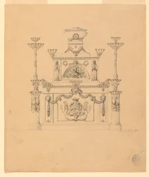 Mobilier avec bras et candélabres