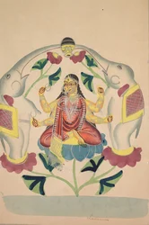Gajalakshmi : Lakshmi avec des éléphants, 1800s
