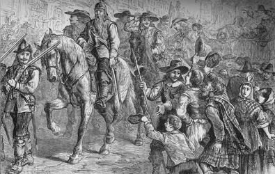 Le général Dalzell entrant à Édimbourg, juillet 1666, vers 1880