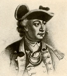 Général John Sullivan, avec un chapeau à cornes bordé de galon et une gorgerette, vers 1770, 1937
