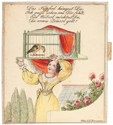 Carte de vœux. Ta petite tête est pendante, je sais ce qui ne va pas chez toi..., après 1815