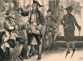 Groupe au magasin de tabac Hardhams, vers 1880