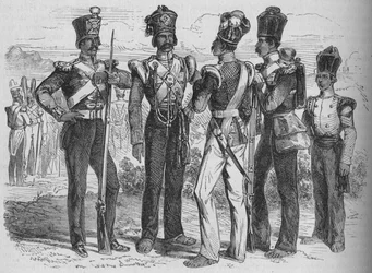 Groupe de cipayes, vers 1880