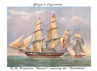 H.M. Brigantine Buzzard capturant le Formidable, 1936