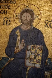 Mosaïque de Sainte-Sophie : Jésus bénissant et tenant la Bible, Istanbul, Turquie