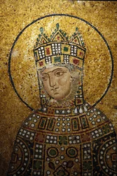 (détail) Mosaïque de Sainte-Sophie : Impératrice Zoé, Istanbul, Turquie