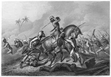 La colonne de Havelock attaquant les mutins devant Cawnpore, 1857, vers 1860