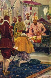 Hawkins présentant la lettre du Roi Jacques au Grand Moghol, 1608 c1912