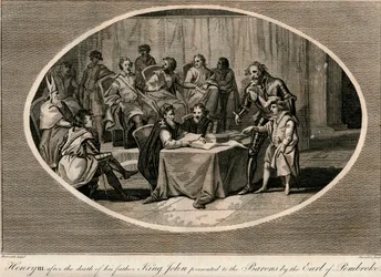 Henri III présenté aux barons par le comte de Pembroke, 1216