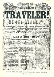 Henry M. Stanley, Affiche de la tournée de conférences en Amérique, À 31 ans a découvert le Dr. Livingstone en Afrique