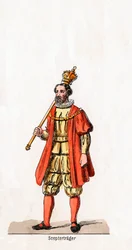 Porteur de sceptre, costume pour la pièce de Shakespeare, Henry VIII