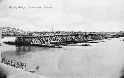 Pont Howrah sur la rivière Hooghly, Calcutta, Inde, début du 20e siècle