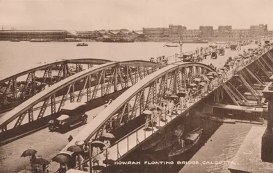 Pont flottant de Howrah, Calcutta, vers 1905