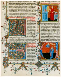 Lettres initiales illuminées avec des scènes de la vie de Saint Jérôme, fin 14ème siècle