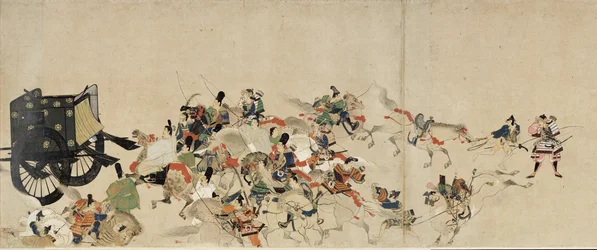 Conte illustré de la guerre civile de Heiji La visite impériale à Rokuhara 3 rouleau, 13e siècle