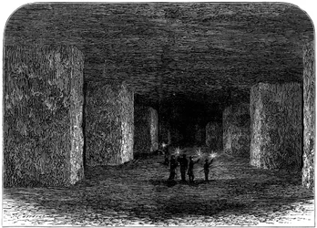 Intérieur de la mine de sel de Marston, Northwich, Cheshire, Angleterre, vers 1880