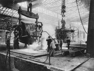 Vue intérieure, usines Krupp, Essen, Ruhr, Allemagne, Première Guerre mondiale, 1917