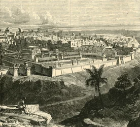 Jérusalem au temps de Jésus-Christ, montrant le Temple restauré par Hérode le Grand