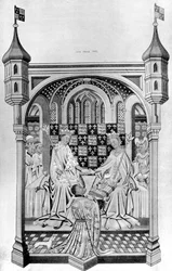 John Talbot, comte de Shrewsbury, présentant un livre à Marguerite d