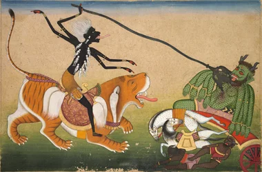 Kali attaquant Nisumbha, c. 1740