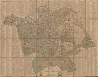 Carte provenant de la collection cartographique de la Bibliothèque nationale. La carte a été publiée à Rome (1852) et représente Rome